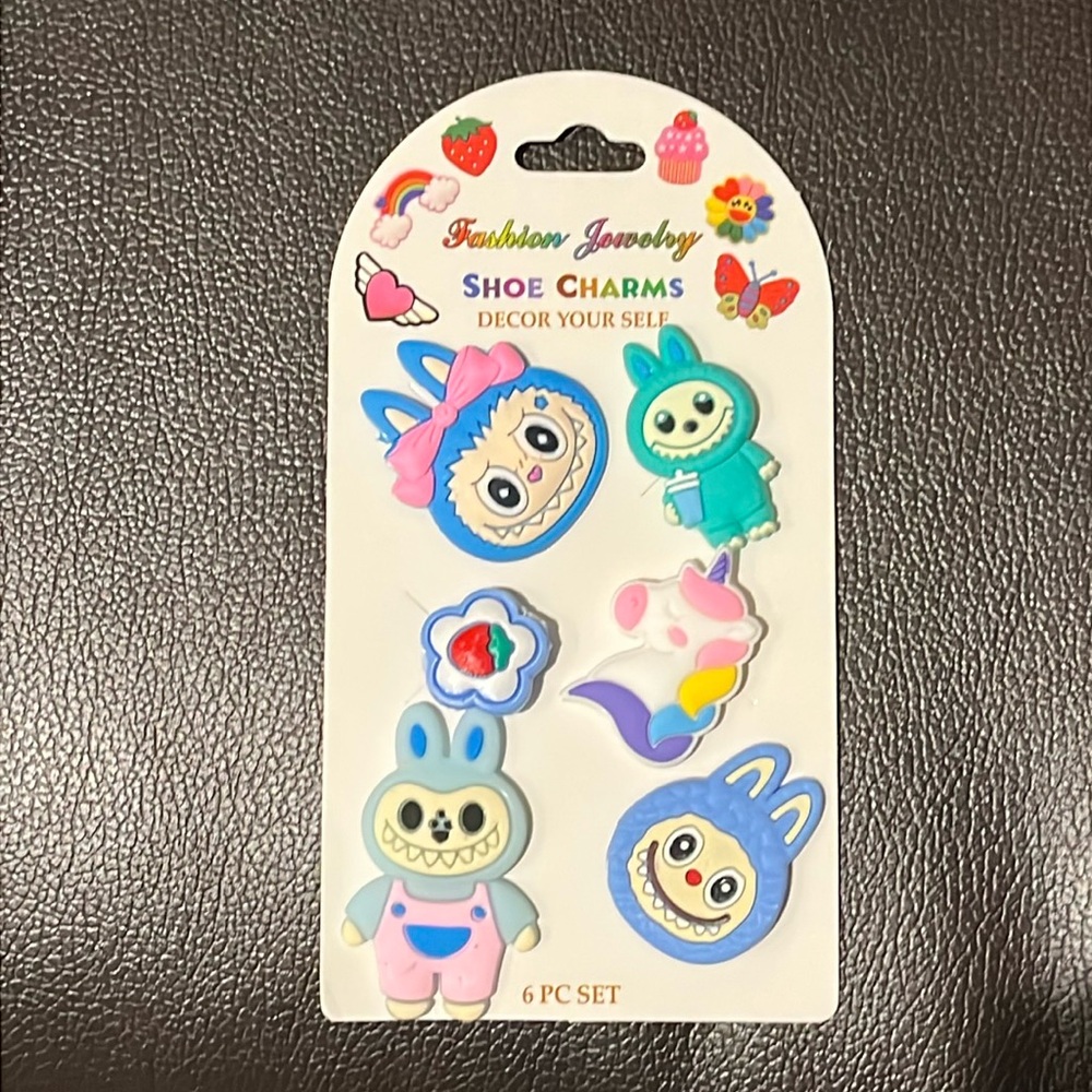 Blue Shoe Charms Bunny Monster– 6 Pc Set NEW